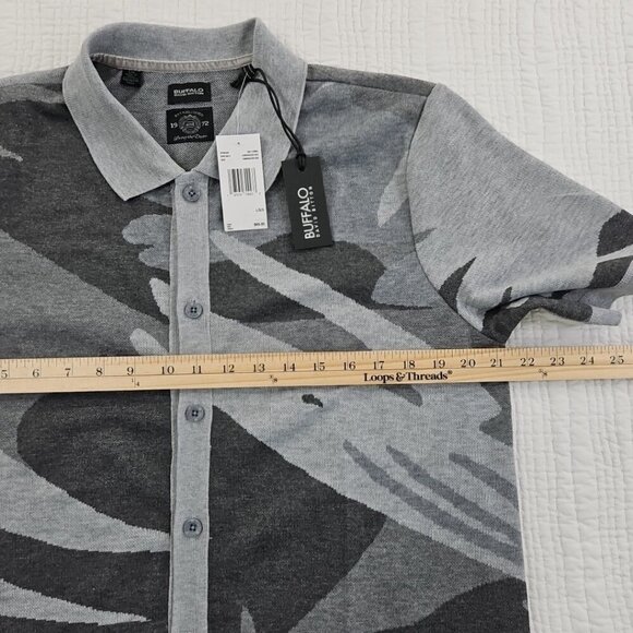 Buffalo by David Bitton Knit Button Up Shirt Men's Large NWT Grey Camo MSRP $70 - Picture 11 of 16